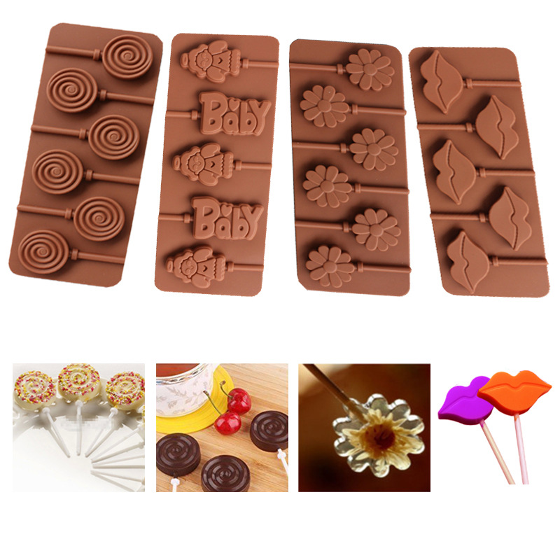 6-Cavity Swirl Lollipop Silicone Mold – Nonstick Candy & Chocolate Mould Tray