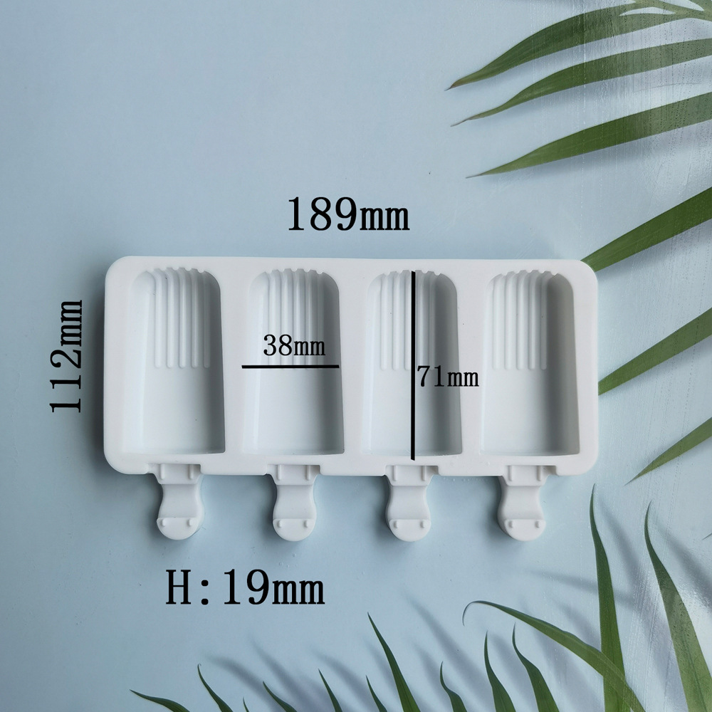 4-Cavity Silicone Popsicle Mold Ice Cream Maker with Stick Holder – Reusable DIY Frozen Treats Mould