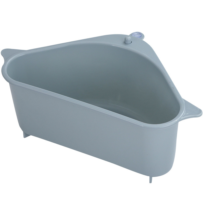 Triangle Sink Corner Storage Rack – Wall-Mounted Strainer Basket with Suction Cup