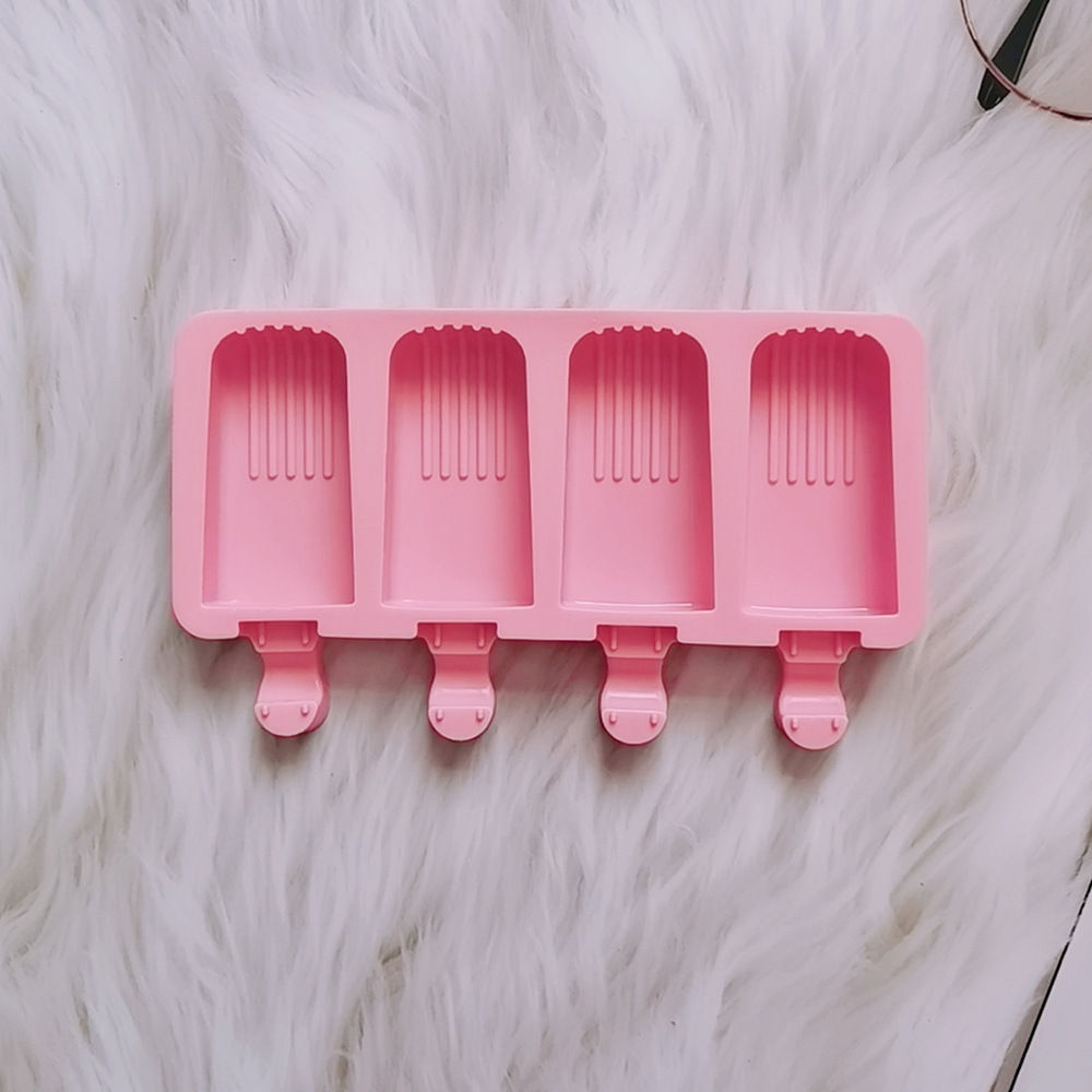 4-Cavity Silicone Popsicle Mold Ice Cream Maker with Stick Holder – Reusable DIY Frozen Treats Mould