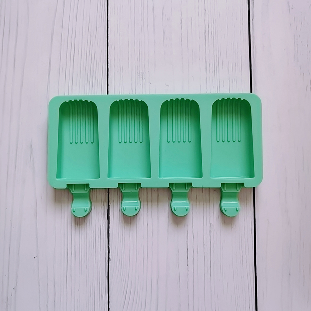4-Cavity Silicone Popsicle Mold Ice Cream Maker with Stick Holder – Reusable DIY Frozen Treats Mould