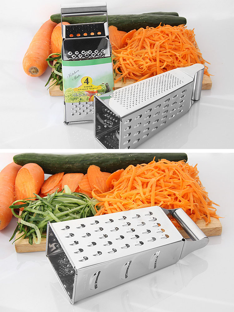 4-Sided Stainless Steel Box Grater – Multipurpose Manual Vegetable & Cheese Shredder