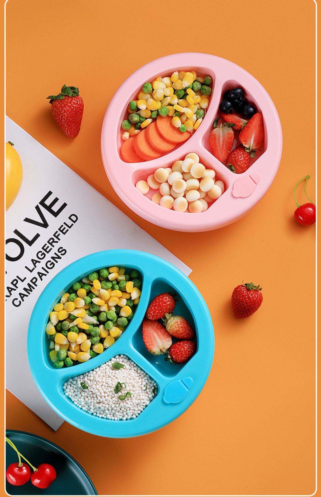 Silicone Suction Divided Plate for Toddlers – BPA-Free Baby Feeding Tray with 3 Sections – Non-Slip Baby Food Dish