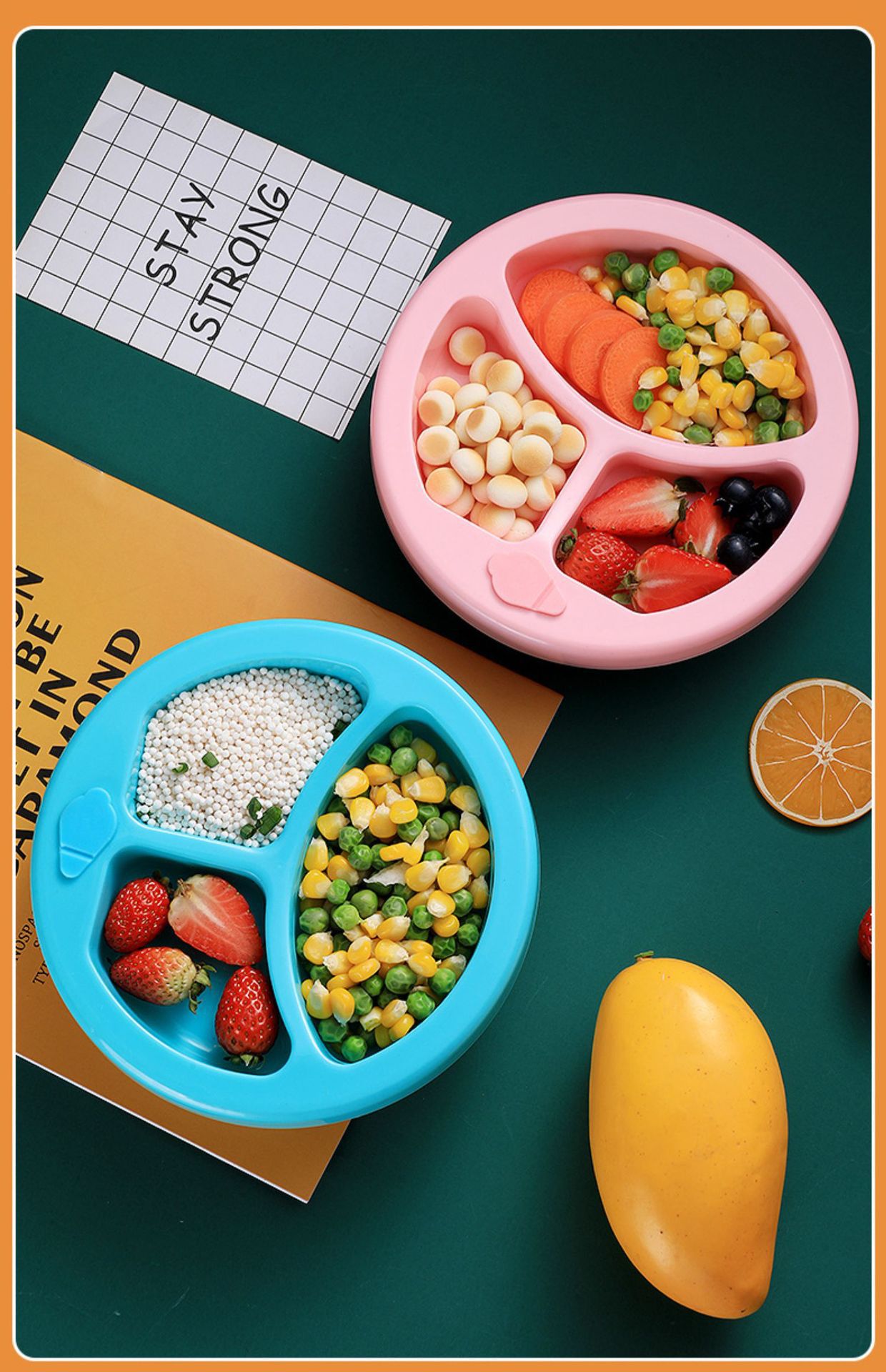 Silicone Suction Divided Plate for Toddlers – BPA-Free Baby Feeding Tray with 3 Sections – Non-Slip Baby Food Dish