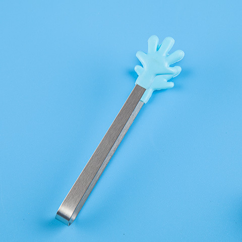 Mini Stainless Steel Sugar Tongs – Cute Cartoon Silicone Grips (Heart, Gloves, Hands)