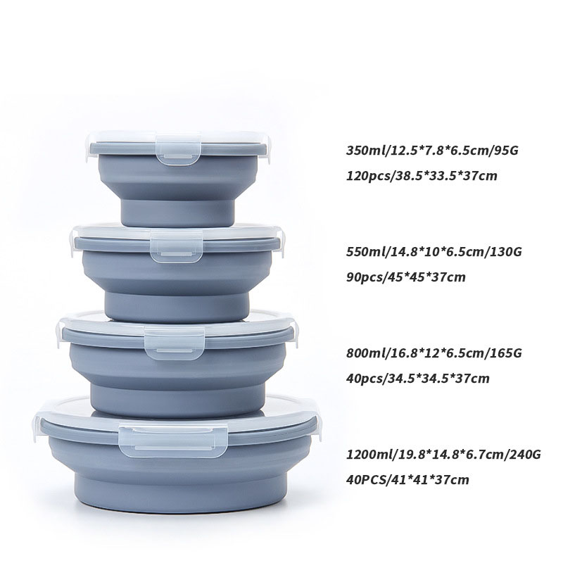 Collapsible Silicone Food Bowl Set – 3-Pack Round Airtight Lunch Containers with Vent Lids