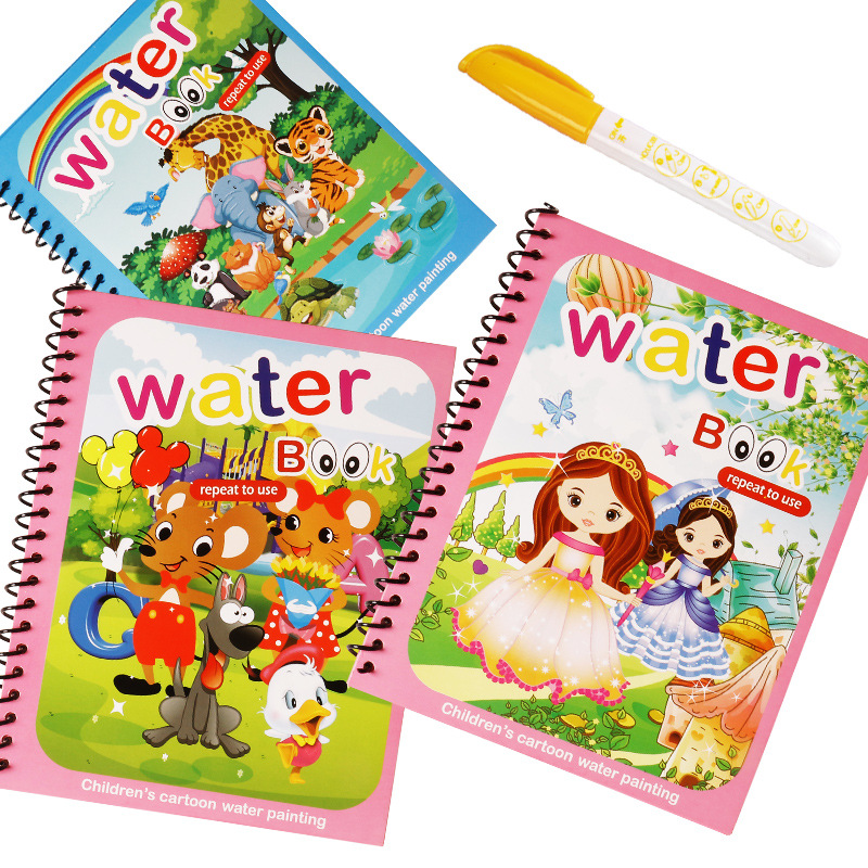 Reusable Water Drawing Book for Kids – Magic Water Painting Activity with Pen (3+ Themes)