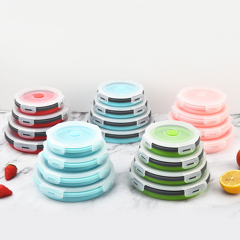 Collapsible Silicone Food Storage Container Set – Airtight & Space-Saving Bowls with Lids
