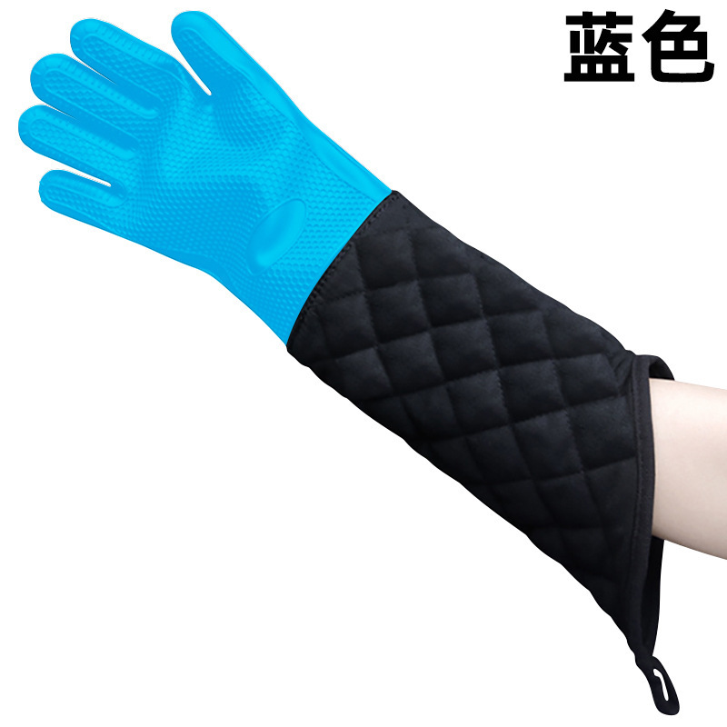 Extended Heat Resistant Oven Gloves – Silicone & Quilted Cotton Long Sleeve Mitts for BBQ, Baking & Kitchen Use