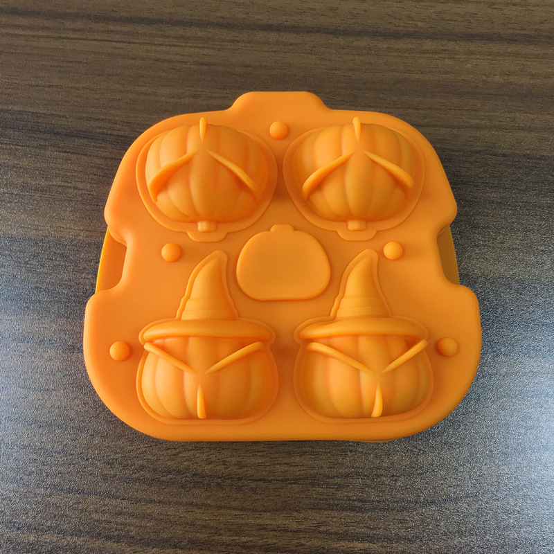 Halloween Pumpkin Silicone Ice Mold - 4 Cavity with Funnel