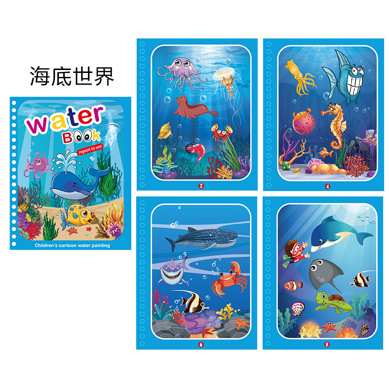 Reusable Water Drawing Book for Kids – Magic Water Painting Activity with Pen (3+ Themes)