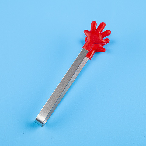 Mini Stainless Steel Sugar Tongs – Cute Cartoon Silicone Grips (Heart, Gloves, Hands)