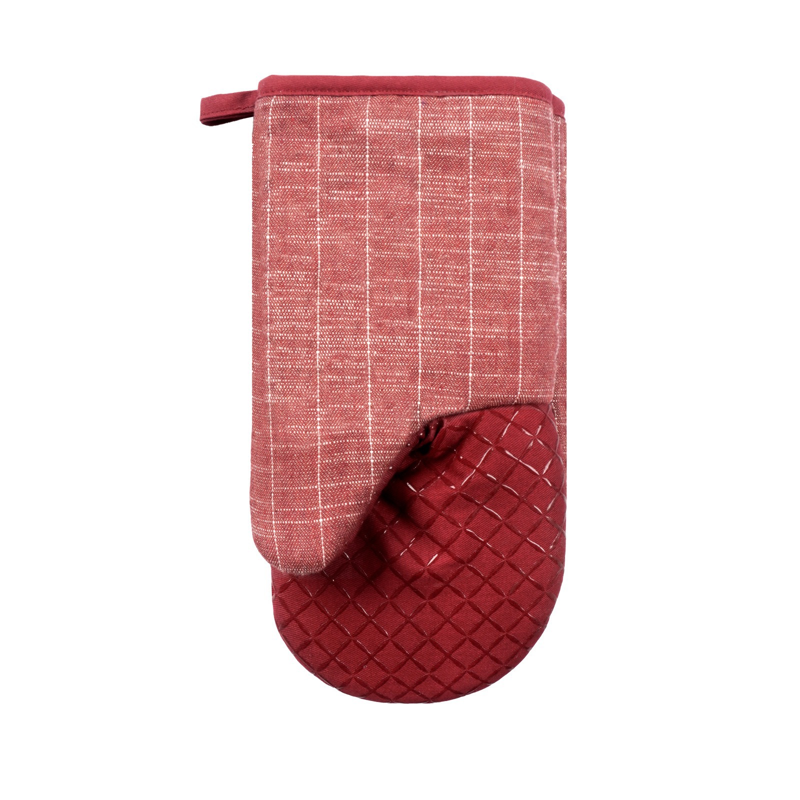 Heat-Resistant Quilted Cotton Oven Mitt – Red Checkered Kitchen Glove for Baking & Cooking
