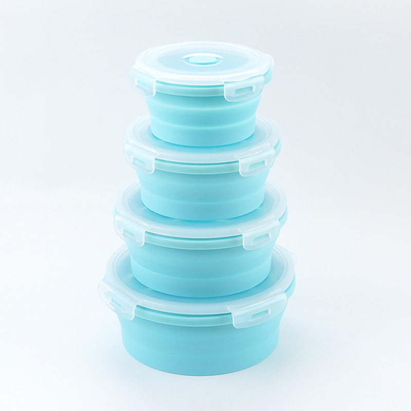 Collapsible Silicone Food Storage Containers - 4-Piece Set (Red)