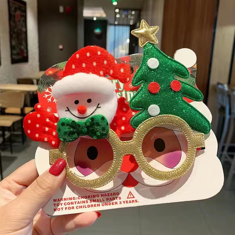 Christmas Party Glasses – Glitter Reindeer Antler Glasses with Bows for Holiday Dress-Up