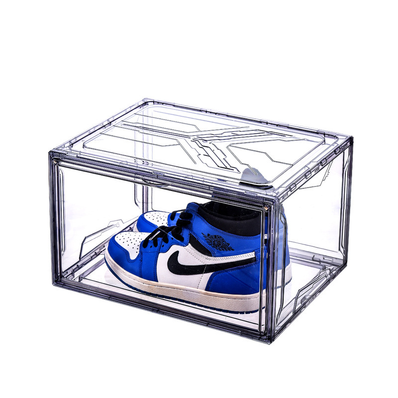 Clear Drop Front Shoe Storage Box – Stackable Transparent Sneaker Display Case