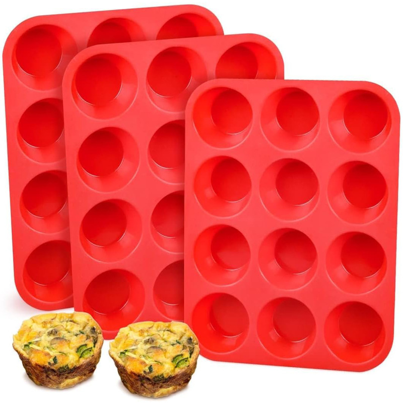 12-Cavity Silicone Muffin and Cupcake Baking Tray – Nonstick, Heat-Resistant Bakeware Set