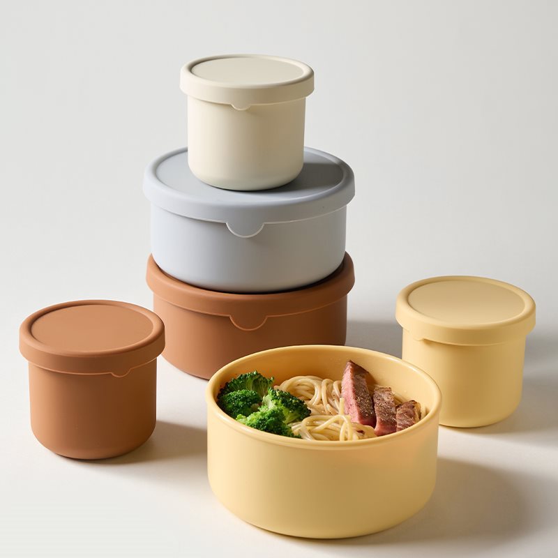 Silicone Food Storage Containers with Lids – BPA-Free, Stackable, Multi-Size Reusable Bowls