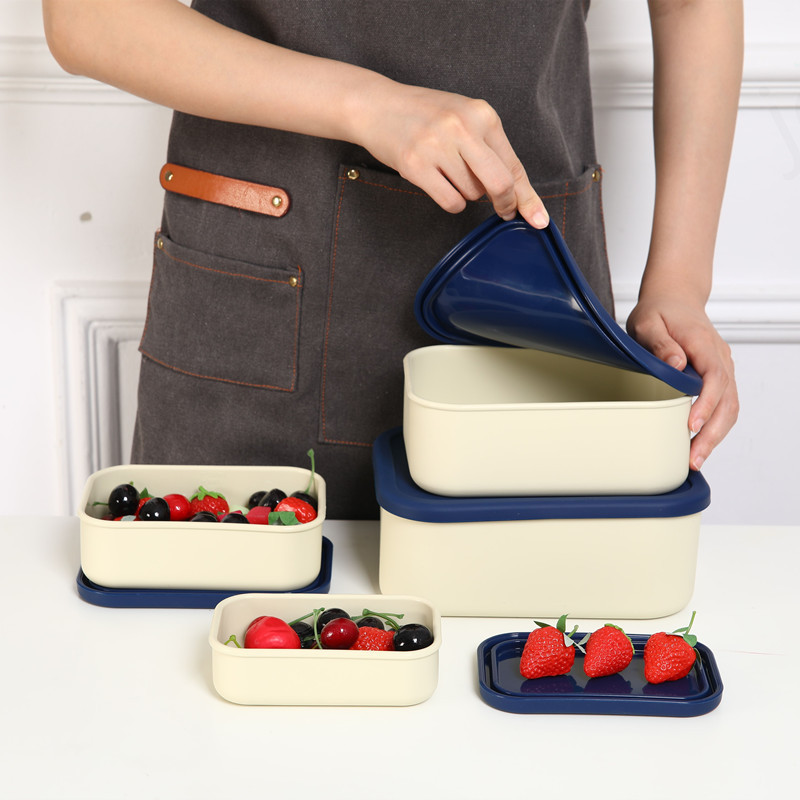 4-Piece Colorful Silicone Food Storage Container Set – Leakproof & Stackable Lunch Boxes