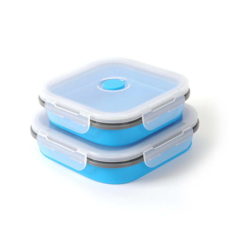 Collapsible Silicone Food Storage Container – BPA-Free Stackable Lunch Box with Airtight Lid – Microwave & Freezer Safe
