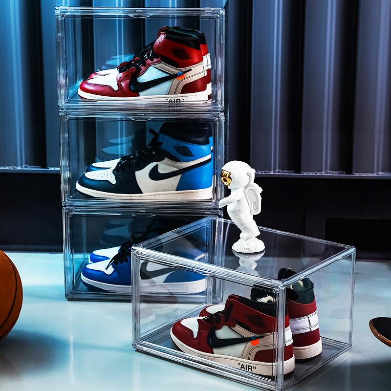 Clear Drop Front Shoe Storage Box – Stackable Transparent Sneaker Display Case