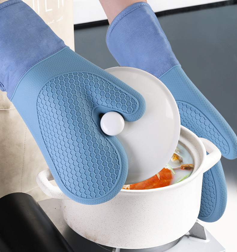 Silicone Oven Mitt & Pot Holder Set – Heat Resistant Non-Slip Kitchen Gloves for Baking & BBQ