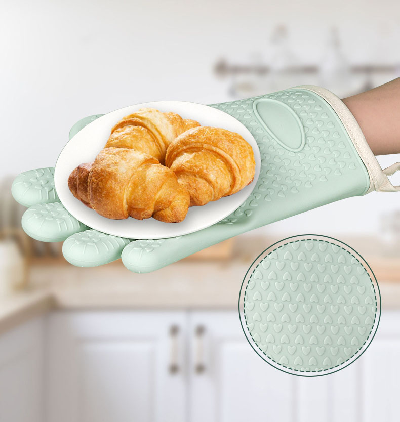 Heat-Resistant Silicone Oven Mitt – Non-Slip Waterproof Cooking & BBQ Glove with Cotton Lining