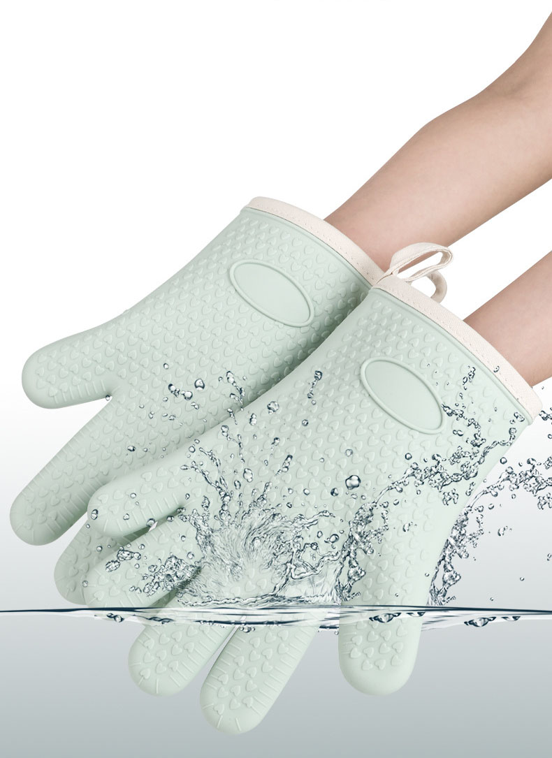 Heat-Resistant Silicone Oven Mitt – Non-Slip Waterproof Cooking & BBQ Glove with Cotton Lining
