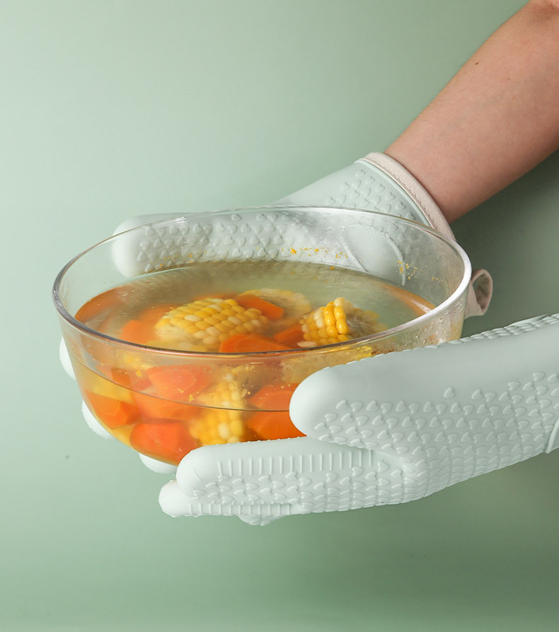 Heat-Resistant Silicone Oven Mitt – Non-Slip Waterproof Cooking & BBQ Glove with Cotton Lining