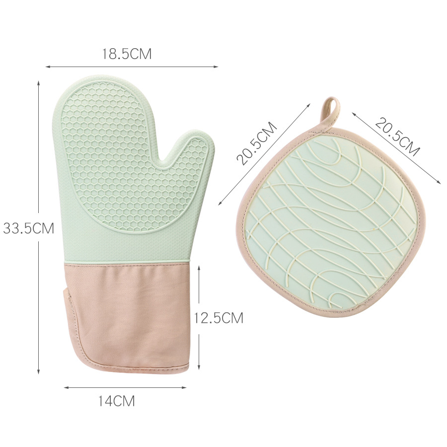 Silicone Oven Mitt & Pot Holder Set – Heat Resistant Non-Slip Kitchen Gloves for Baking & BBQ