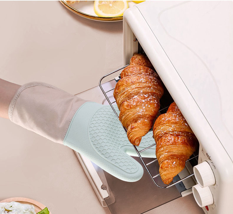 Silicone Oven Mitt & Pot Holder Set – Heat Resistant Non-Slip Kitchen Gloves for Baking & BBQ