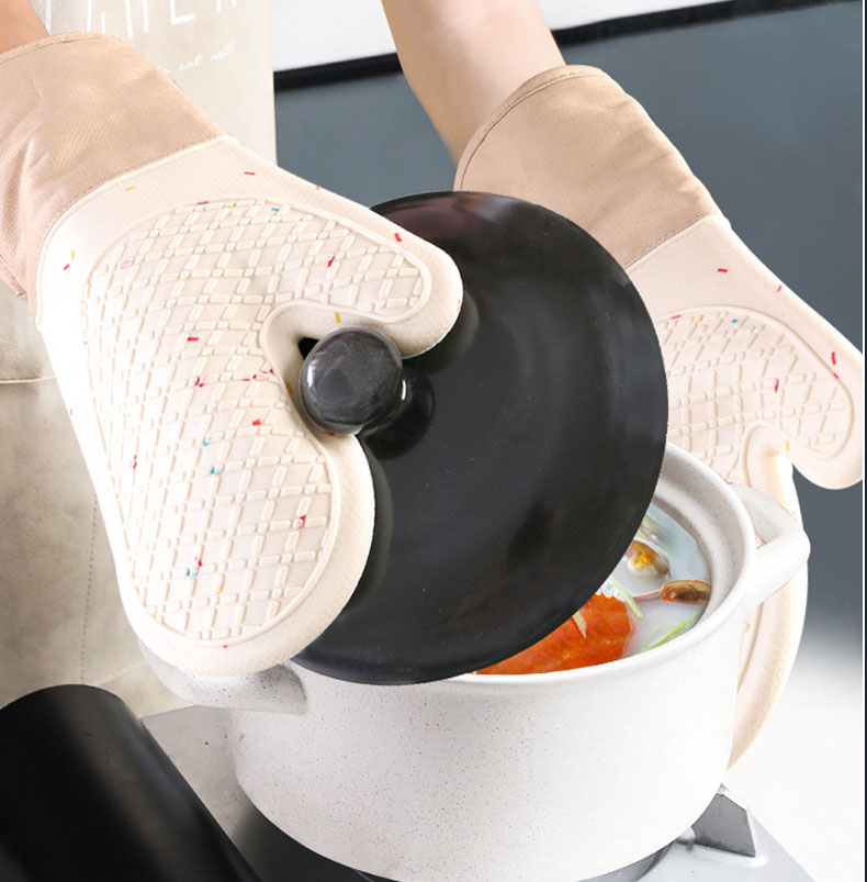 Silicone Oven Mitt & Pot Holder Set – Heat Resistant Non-Slip Kitchen Gloves for Baking & BBQ