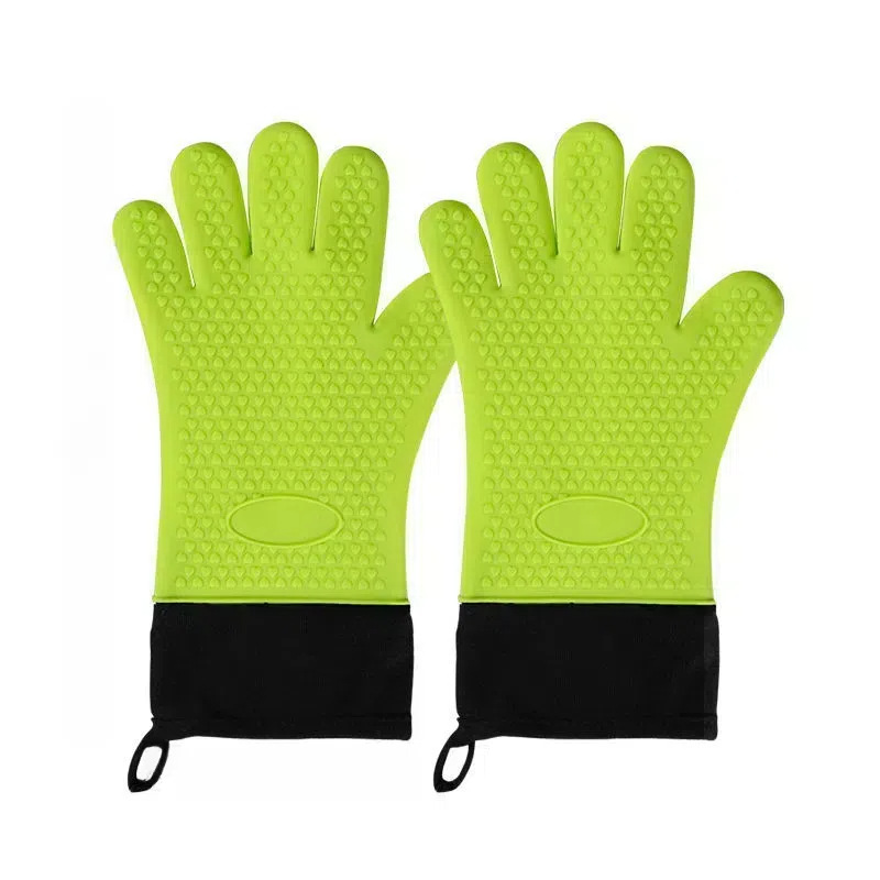 Heat Resistant Silicone Oven Gloves – Non-Slip BBQ Grilling Mitts with Cotton Lining – Waterproof Cooking Gloves for Kitchen & Outdoor