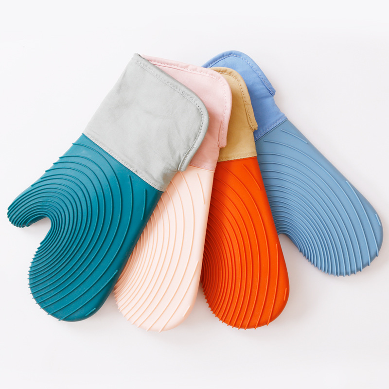 Silicone Oven Mitts – Heat Resistant Non-Slip Kitchen Gloves with Cotton Lining for Baking & BBQ (1pc)