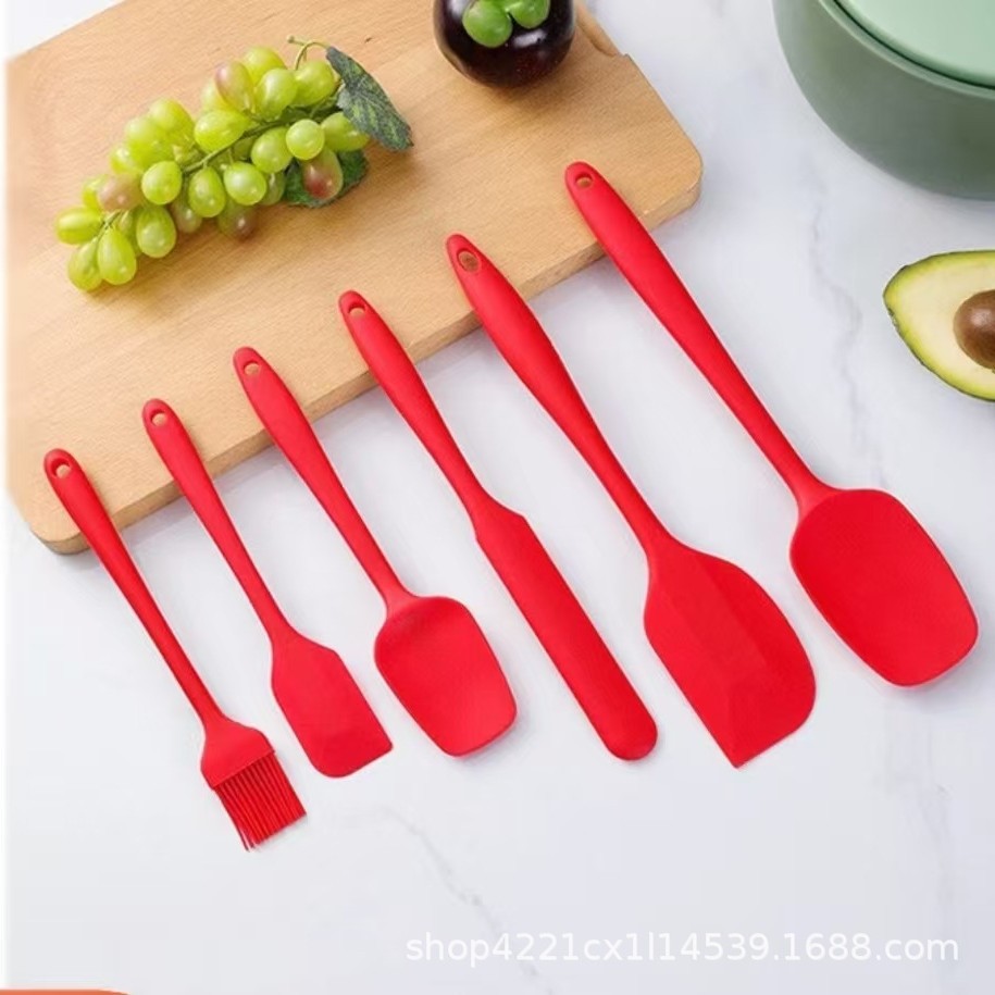 6-Piece Red Silicone Spatula Set – Heat Resistant Baking & Cooking Utensils with One-Piece Design