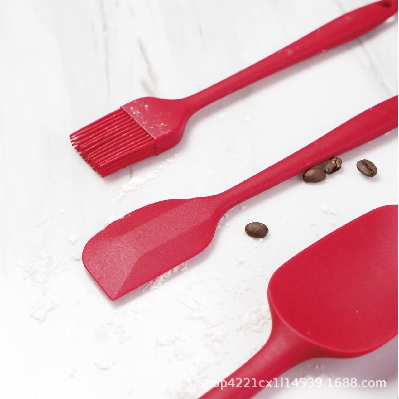 6-Piece Red Silicone Spatula Set – Heat Resistant Baking & Cooking Utensils with One-Piece Design