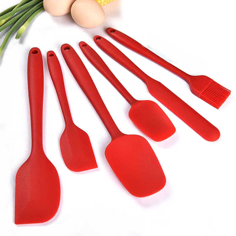6-Piece Red Silicone Spatula Set – Heat Resistant Baking & Cooking Utensils with One-Piece Design