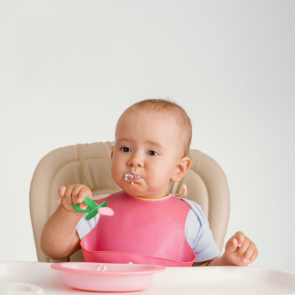 3-Piece Baby Silicone Training Spoon Set – Soft Grip Feeding Utensils for Infants & Toddlers