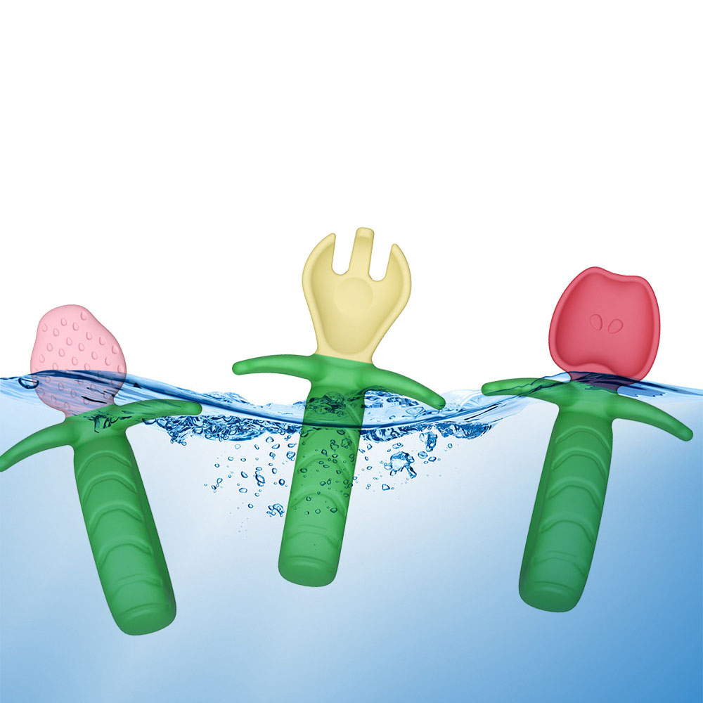 3-Piece Baby Silicone Training Spoon Set – Soft Grip Feeding Utensils for Infants & Toddlers