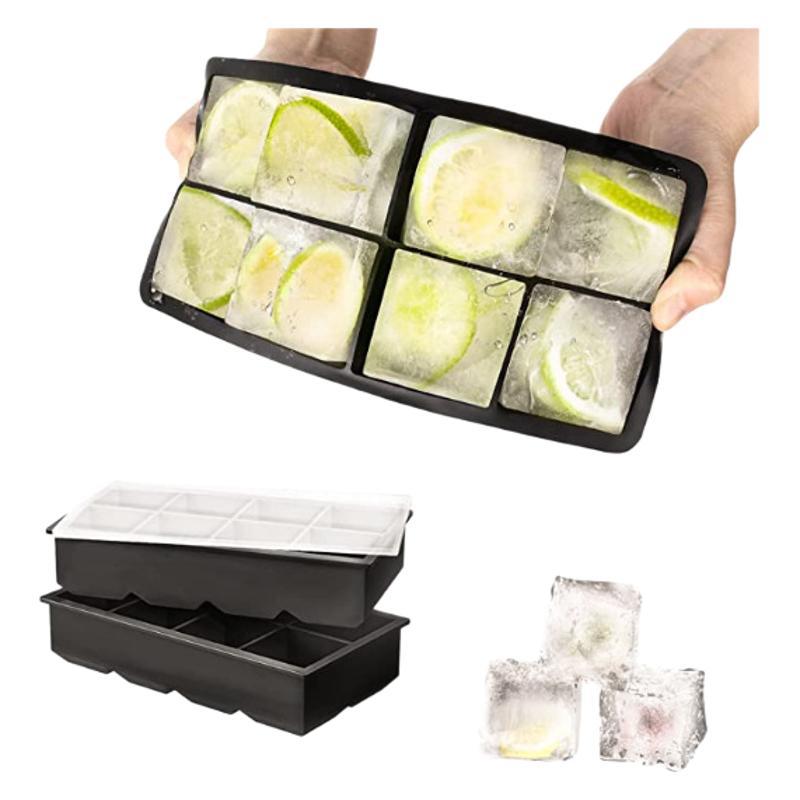 Large Silicone Ice Cube Tray with Lid – Flexible Mold for Whiskey, Cocktails, and Beverages
