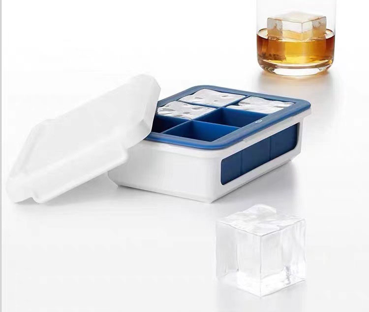 Large Square Ice Cube Tray with Easy Release & Storage Box