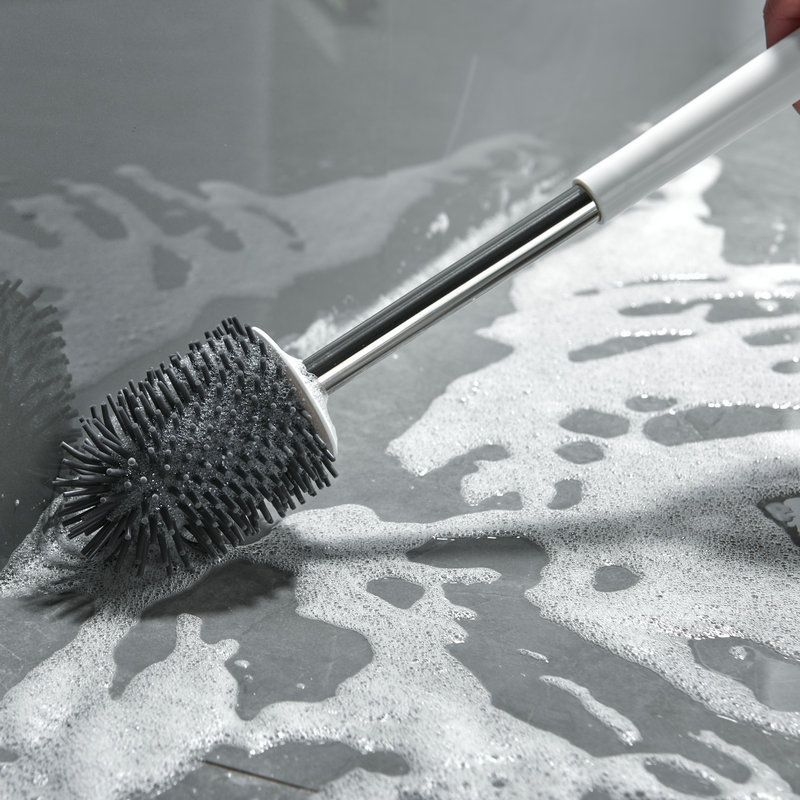 Modern Toilet Brush with Holder - Durable and Hygienic Cleaning Tool (Gray)