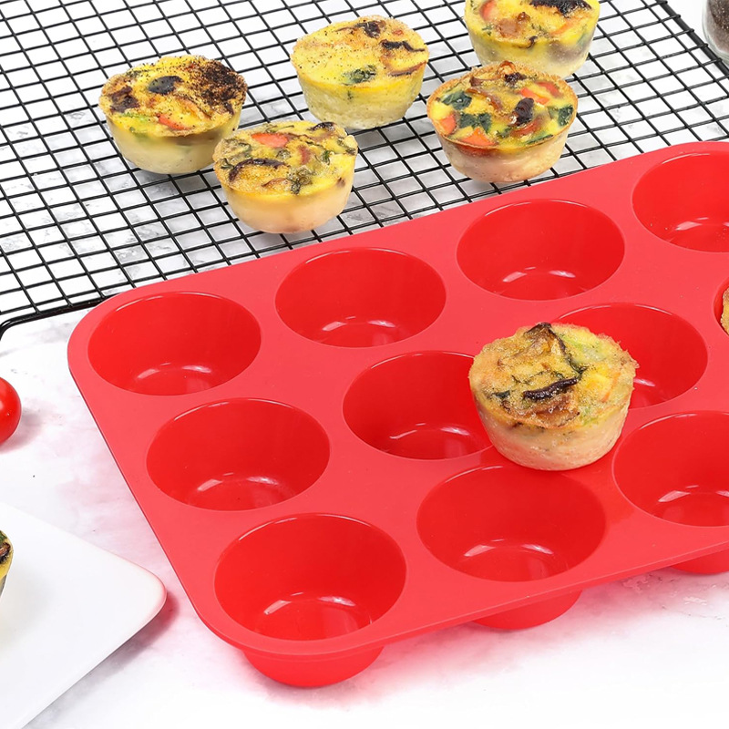 12-Cavity Silicone Muffin and Cupcake Baking Tray – Nonstick, Heat-Resistant Bakeware Set