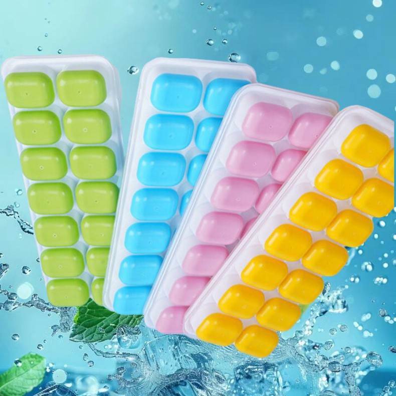 Silicone Bottom Ice Cube Trays with Lids – Easy Release Stackable Ice Mold Set for Freezer, Baby Food, and Drinks