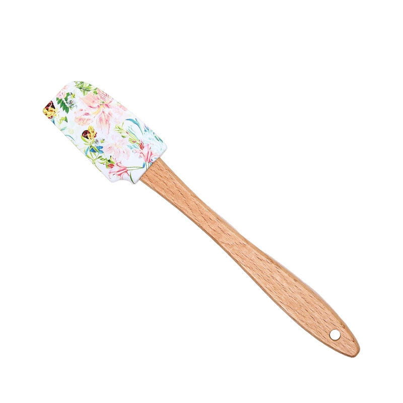 Valentine Silicone Spatula Set – Love Themed Baking Utensils with Wooden Handles