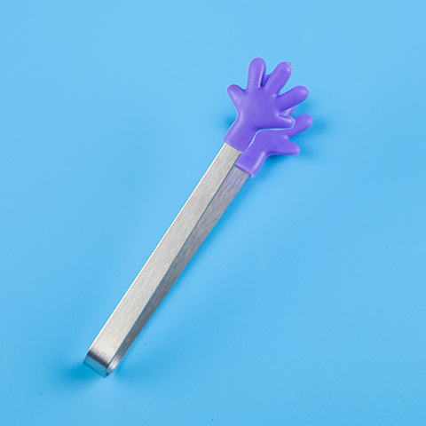 Mini Stainless Steel Sugar Tongs – Cute Cartoon Silicone Grips (Heart, Gloves, Hands)