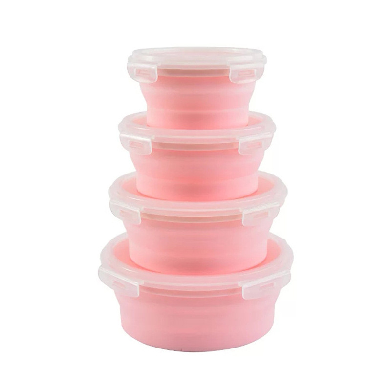 Collapsible Silicone Food Storage Container Set – 4 Pack BPA-Free, Microwave Safe Lunch Boxes