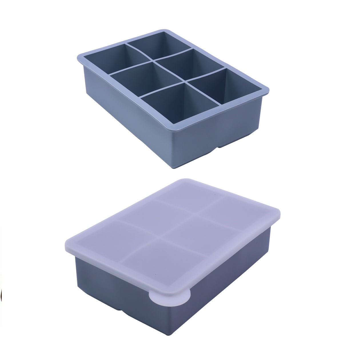 Large Silicone Ice Cube Tray with Lid – 4 Big Square Grids for Whiskey, Cocktails, and Freezer Use