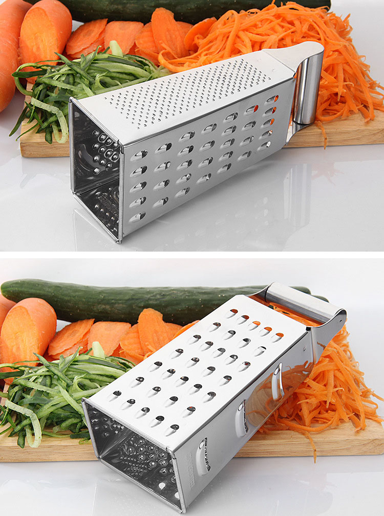 4-Sided Stainless Steel Box Grater – Multipurpose Manual Vegetable & Cheese Shredder