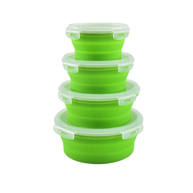 Collapsible Silicone Food Storage Container Set – 4 Pack BPA-Free, Microwave Safe Lunch Boxes